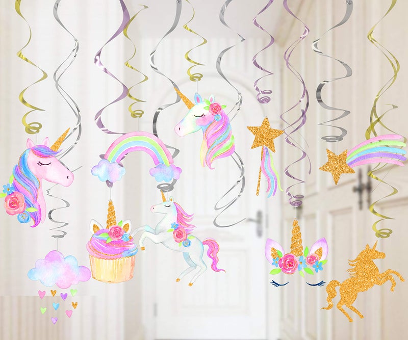 klmars 30 Ct Unicorn Hanging Swirl Decorations-Unicorn Party Decorations-Unicorn Birthday Party Supplies - Image 4